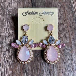 Pastel Pinks/Clear Dangle Costume Earrings